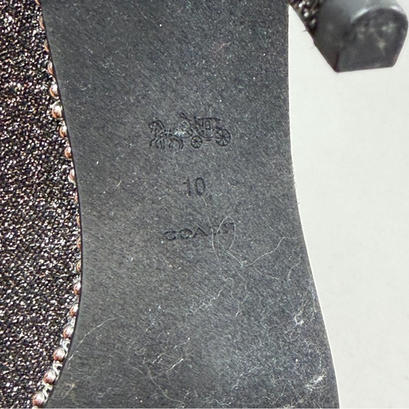 Coach Silver‎ Gray Glitter Stretch Sock Booties Beaded Pointed Toe Heels Size 10 - Picture 7 of 9